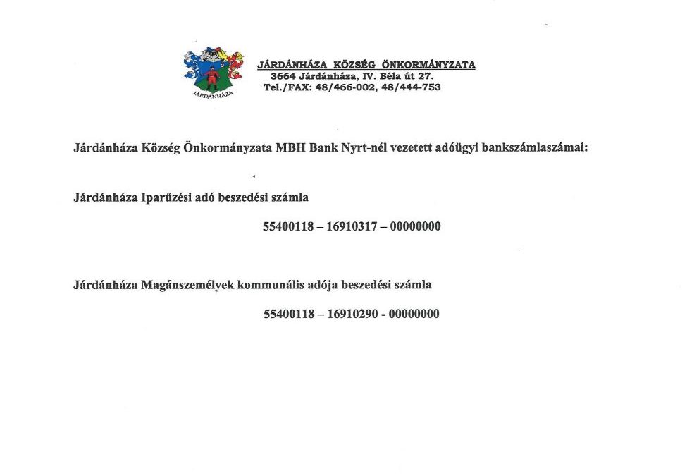 Adóügyi bankszámlaszámok