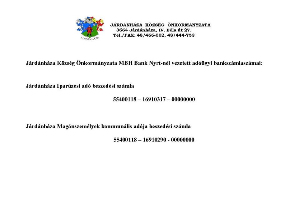 Adóügyi bankszámlaszámok