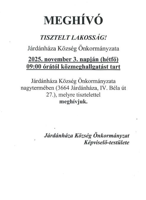 Meghívó Közmeghallgatás
