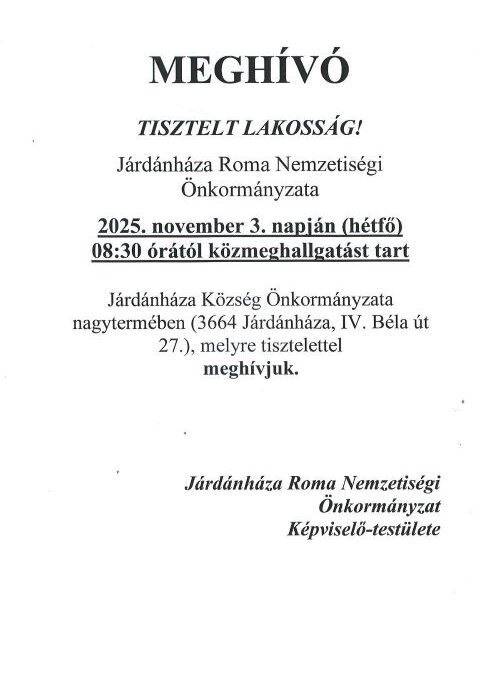 Meghívó Közmeghallgatás