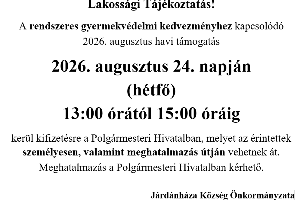 Lakossági Tájékoztatás